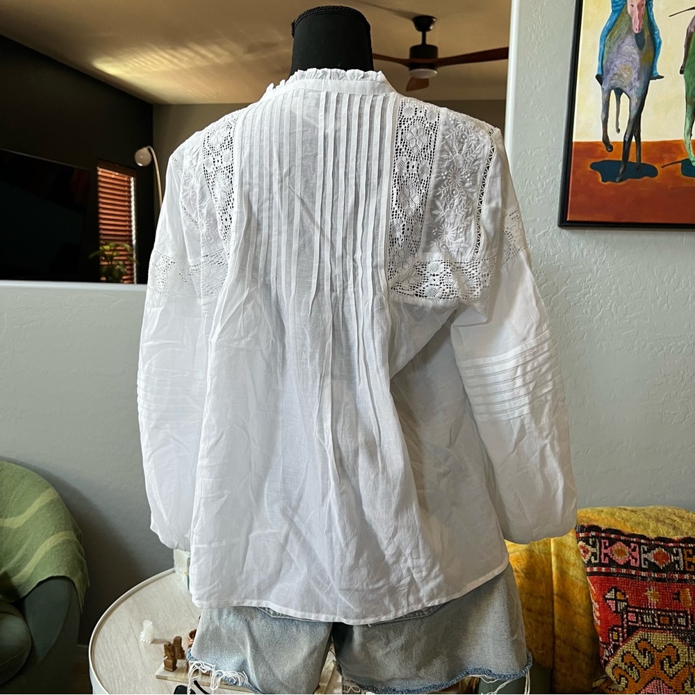 Madewell Ruffled High-Neck Pintuck Blouse - Picture 5 of 6